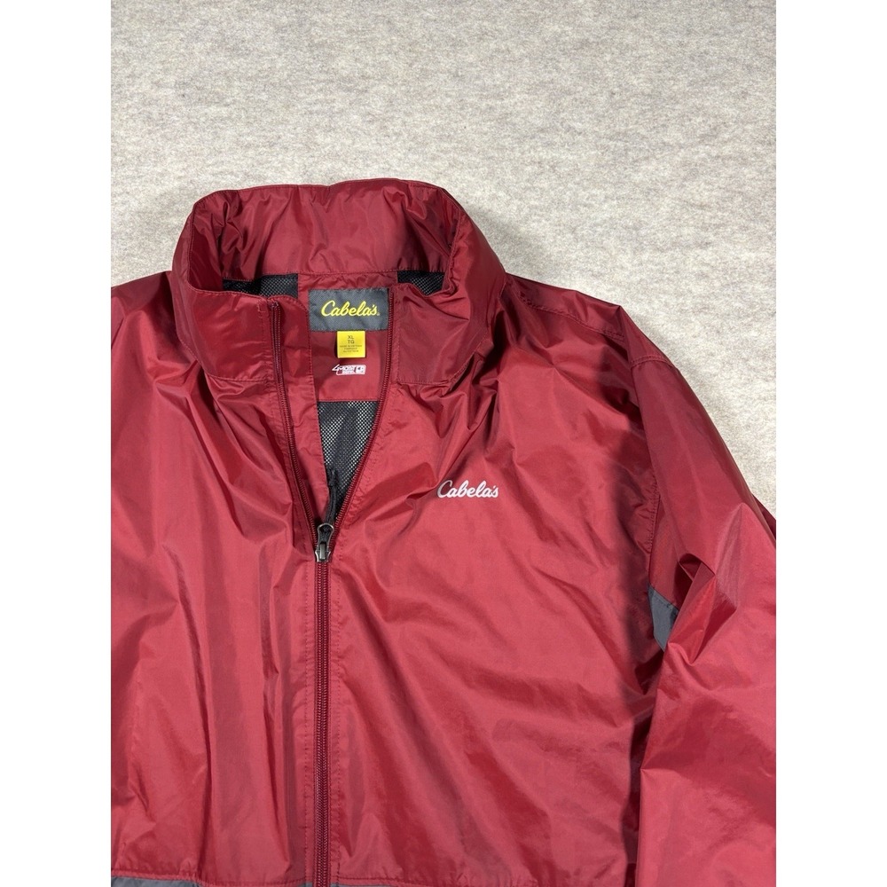 Cabelas Rain Swept Jacket Mens XL Red Gray 4MOST REPEL Windbreaker Full Zip